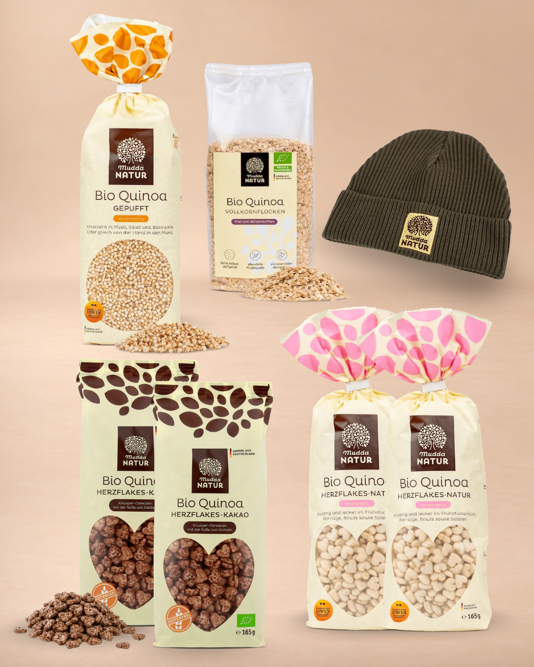 mudda-knusper-kuschel-bio-quinoa-set-m-tze-khaki image 1