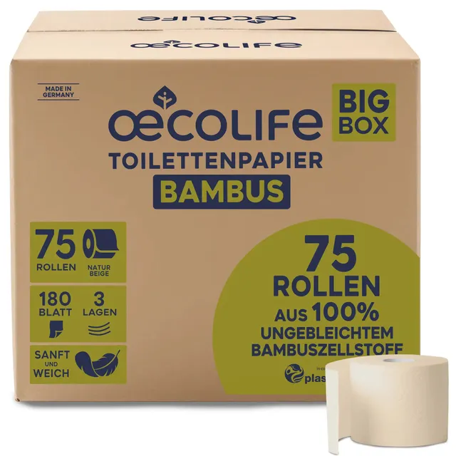 oecolife-bambus-toilettenpapier-xxl-box-75-rollen-3-lagig-beige image 1