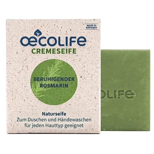 oecolife-k-rperpflege-feste-naturseife-rosmarin-100g image 1