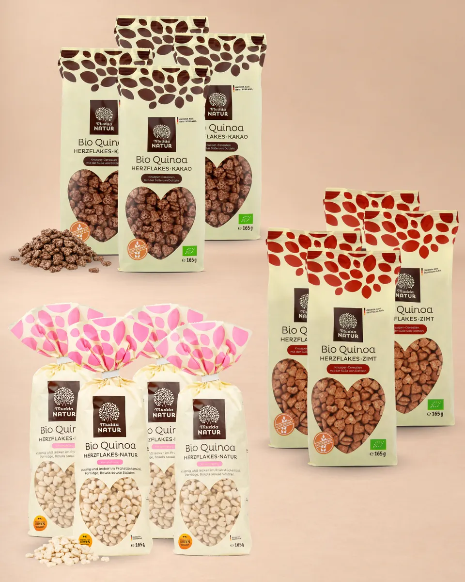mudda-knusper-trilogie-bio-quinoa-herzflakes-set-12x165g image 1