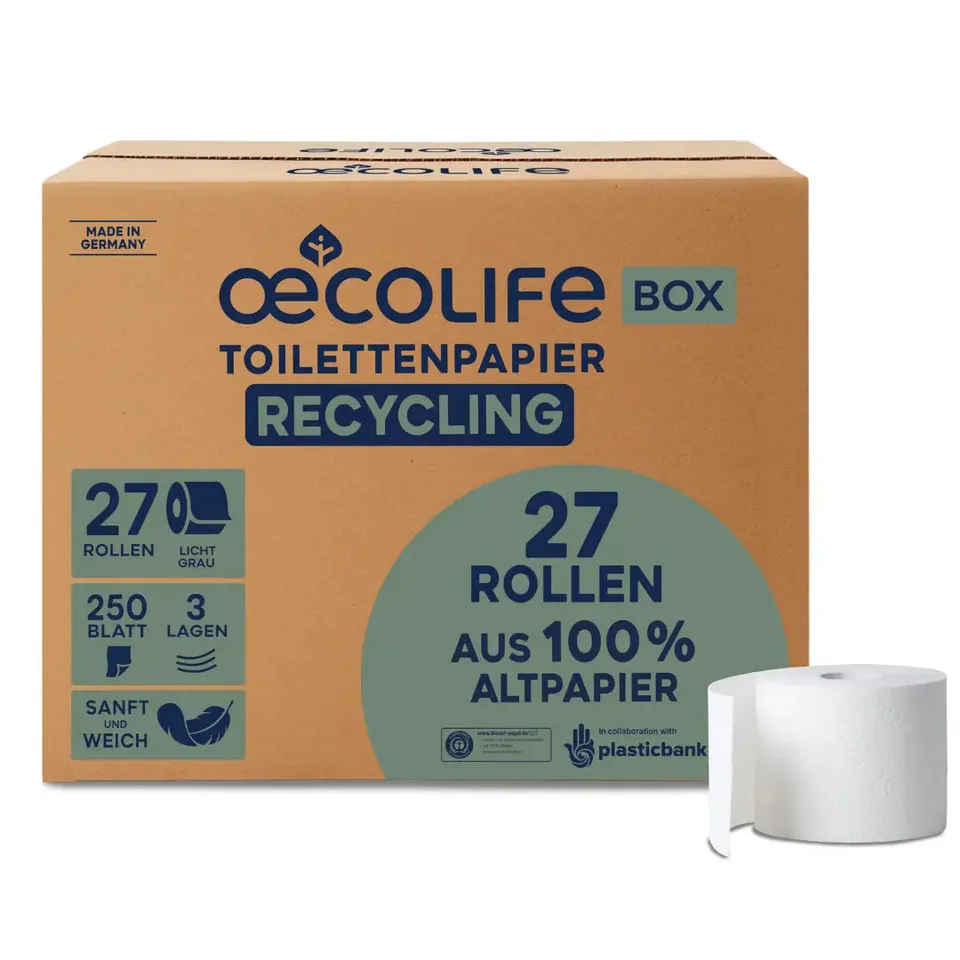 oecolife-toilettenpapier-box-recycling-27-rollen-3-lagig image 1