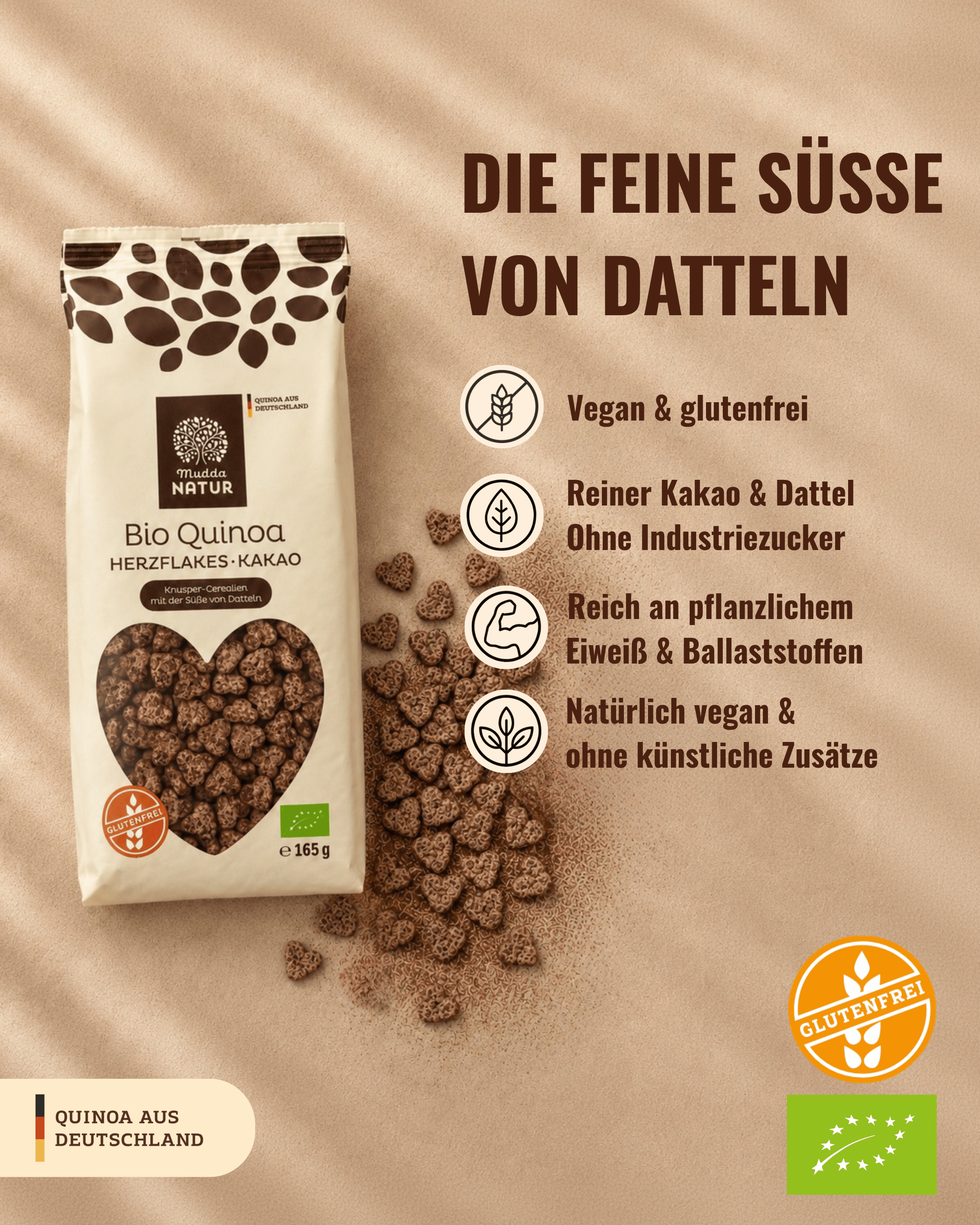 mudda-bio-quinoa-herzflakes-kakao-m-sli-ohne-zucker image 2