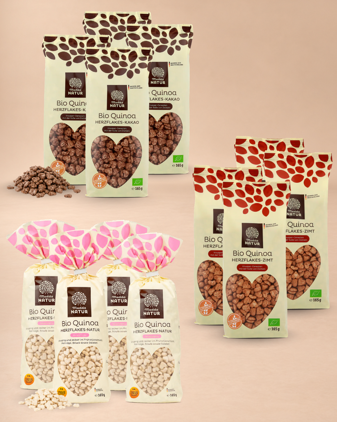 mudda-knusper-trilogie-bio-quinoa-herzflakes-set-12x165g image 1