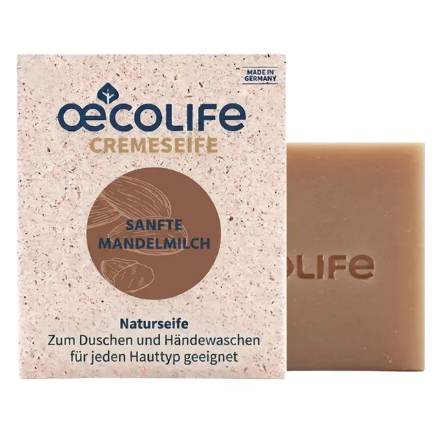 oecolife-k-rperpflege-feste-naturseife-mandelmilch-100g-handgemacht image 1