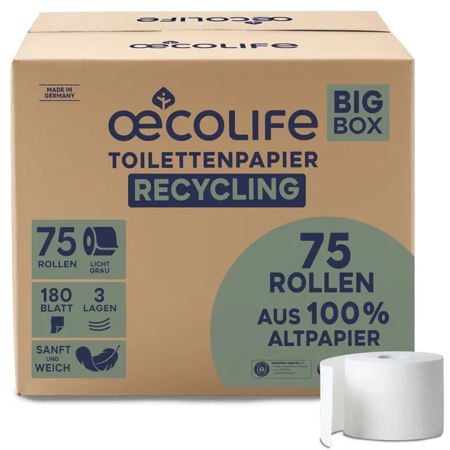 oecolife-hygienepapiere-toilettenpapier-xxl-box-recycling-75-rollen image 1
