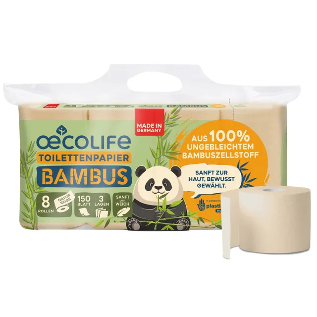 oecolife-bambus-toilettenpapier-8-rollen-3-lagig-ungebleicht image 1